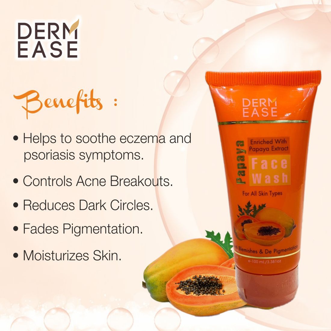DERM EASE Papaya & Charcoal Face Wash Combo